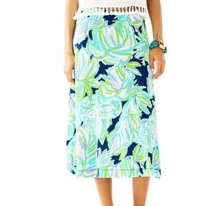 NWT Lilly Pulitzer Shia Skirt Resort Navy Uptown Trunk Sz S